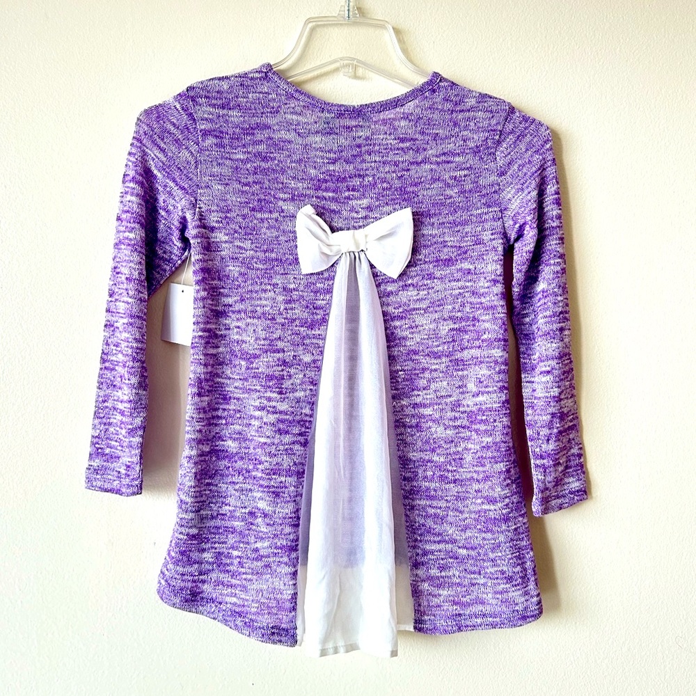 NWT It’s Our Time Juniors Medium Lavender Purple Glittery Top White Sheer Bow
